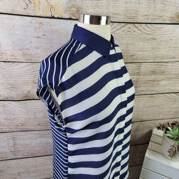 Banana Republic Striped Cap Sleeve Button Down Blouse Size Extra Small - Picture 3 of 6